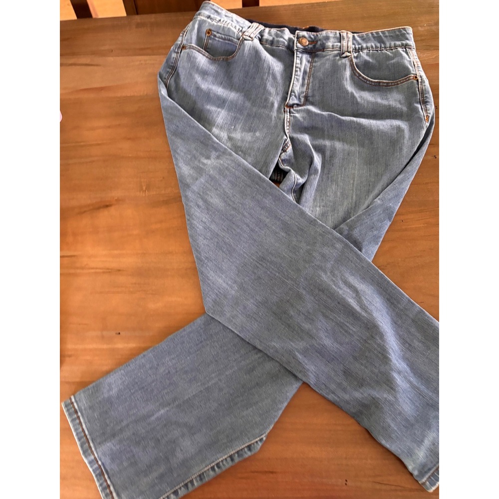 Ruby Rd Womens Light Wash Straight Leg Jeans Size 14 Blue Stretch Denim 96102 Z3
